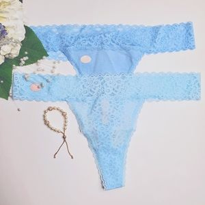 NWT 2 Thongs Stretch Cotton Lace And Lace Material